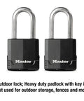 Go-To Magnum Heavy-Duty Padlock With Key Set, 2-Pack Keyed-Alike For Outdoor Storage, Laminated Steel, Weather-Resistant Cover