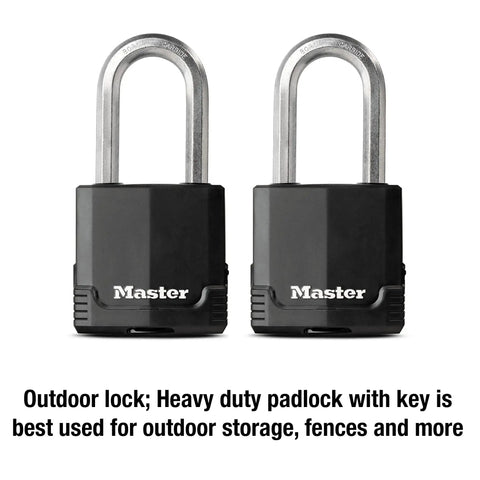 Go-To Magnum Heavy-Duty Padlock With Key Set, 2-Pack Keyed-Alike For Outdoor Storage, Laminated Steel, Weather-Resistant Cover