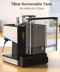 Next Level Espresso Machine With Built In Grinder And Automatic Milk Frother Compact Countertop 78oz removable tank for easy use.