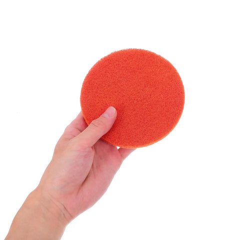 10 Pcs Orange Nylon Hook And Loop Electric Sanding Discs 2000 Grit in hand showing durability and texture for grinding applications.