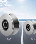 Beefy Build Sliding Gate Rollers With Stainless Steel V Groove Wheels And Cable Pulley Block for Barn Doors, 3in and 2in sizes