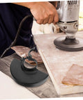 Two Pack Angle Grinder Guard Covers For Dust Protection And Safe Polishing shield with electric grinder on wood surface