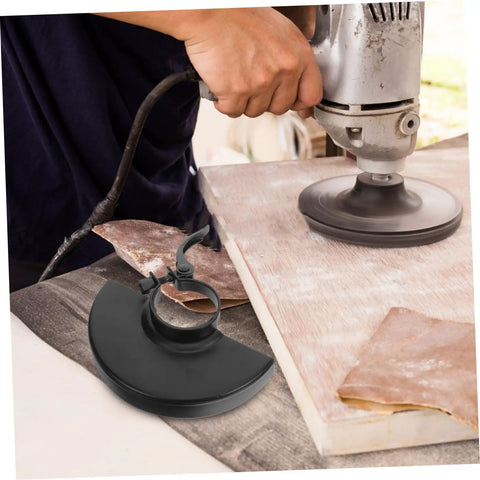Two Pack Angle Grinder Guard Covers For Dust Protection And Safe Polishing shield with electric grinder on wood surface
