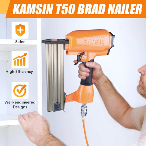 Real Deal 16 Gauge Pneumatic Brad Nailer With Side Load Magazine And Rugged Aluminum Body Working Smooth As Oil For Quick Pin Nailing And Clean Finish Carpentry On Busy Job Sites