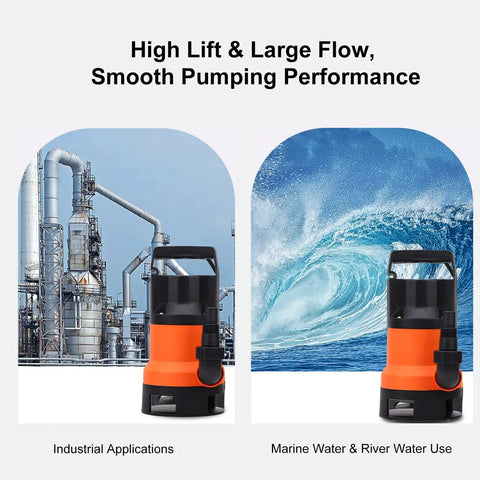 Straight Up Rock Solid Submersible Sump Water Pump With Automatic Float Switch And Heavy Duty Pure Copper Motor for industrial and marine use.