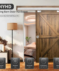 Interior Box Rail Sliding Door Hardware Kit With Wall Mount Box Track For Barn Doors 48 Inch Sliding Rail displayed in room