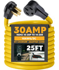 25 Foot Nema 10-30P To 14-50R EV Charger Cord Straight Up Tough Dryer Outlet Adapter, heavy-duty electric vehicle charging cable.