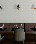 Custom Printed Symmetrical Vinyl Wallpaper Featuring Bottom Line Tough Leather Texture tailored for busy offices and hotels used in a restaurant setting.