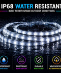12V RV Awning Lights DIY Kit With 20 Foot RGB LED Strip, V2.1 Upgrade; IP68 water resistant strip on wet surface highlighting durability