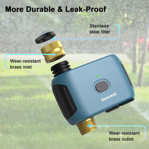 Smart Sprinkler Timer With Brass Inlet And Outlet 1 Zone Hose Faucet Controller With WiFi Hub Create Up To 20 Watering Plans