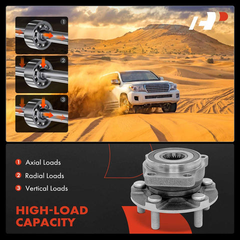 Front Wheel Bearing And Hub Assembly For Subaru Outback And Legacy 2005 2014 Without ABS 5 Lug Compatible, showcased with SUV in desert.