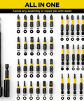Game Changer 80 Piece Magnetic Nut Driver And Impact Socket Set Made From Tough S2 Chrome Vanadium Steel Includes Metric And SAE Sizes One Quarter Hex Shank Bits plus a variety of bits for assembly.