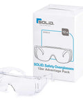 12 Pack Clear Safety Glasses With Reinforced Side Shields Anti Fog Anti Scratch Adjustable Temples in packaging