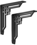 Beefy Heavy Duty Handmade Steel Shelf Brackets 2 Pack With 500 Lb Capacity For Mantels Fireplaces Counters And Decorative Shelves In Wrought Iron Black 10x10x2 Inches angled view