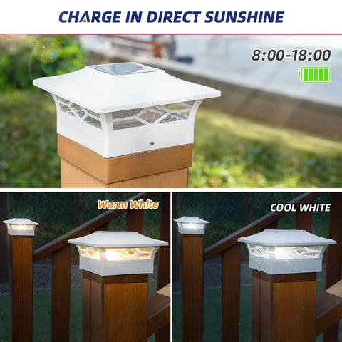 Solar Post Cap Lights 12 Pack For 4x4 And 6x6 Posts Dual Mode Brightness auto on off waterproof outdoor fence deck patio decor