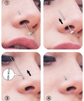 16G Straight Piercing Taper Insertion Pin Set For Internally Threaded Nose Septum Lip Rings in use for piercing change