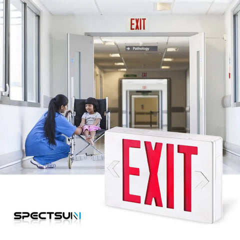 Red LED Exit Sign With Battery Backup, Hardwired 2 Pack Exit Combo, Lighted Exit Light Powered For Hallways And Commercial Spaces