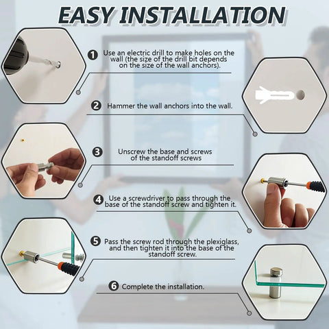 Easy installation guide for Premium Aluminum Standoff Screw Kit Black Knockout Wall Mount Hardware with detailed steps.