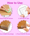 How to use Tough As Nails L Shaped Table Corner Protectors for baby proofing, clear gel bumpers installation steps.