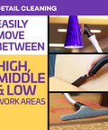 Heavy Duty Commercial Backpack Vacuum With Slick HEPA Media Filtration And Killer Restaurant Tool Kit detail cleaning in high, middle, low areas.