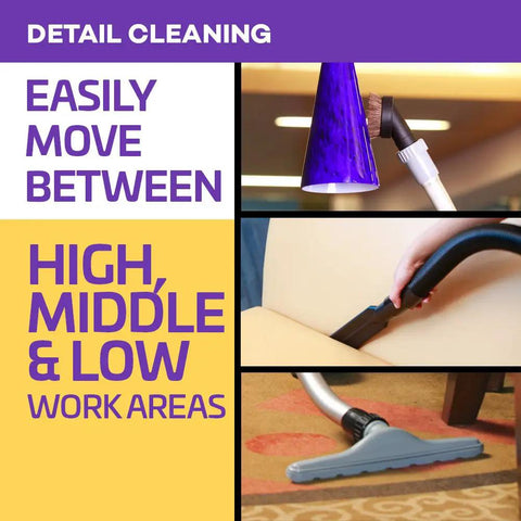 Heavy Duty Commercial Backpack Vacuum With Slick HEPA Media Filtration And Killer Restaurant Tool Kit detail cleaning in high, middle, low areas.