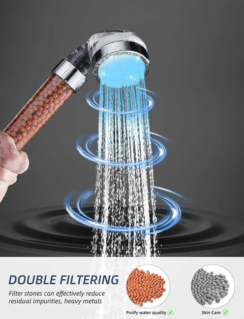Southwestern Brushed Three Setting Shower Head With Chrome Finish Three Spray Modes For Spa Like Rinse