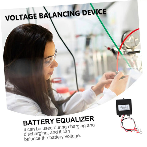 Zero Fluff 24V Heavy Duty Battery Equalizer Voltage Balancer For Nickel And Lithium Ion Packs Pro, shown in use in a lab setup.