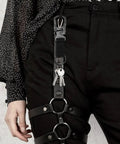 Person wearing Double Lock Carabiner Clip Keychain 3 Inch Zinc Alloy Carabiner For Camping Hiking Cycling And Backpack Gear Anti Error Easy Release