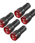 Five Pack Red Indicator Light With Buzzer 110V ACDC 22mm Panel Mount Flashing Alarm for electrical panels and HVAC projects