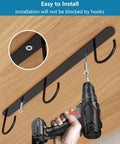 Under Cabinet Mug Hooks Set, 3 Pack With 9 Hooks, Easy Cup Hanger being installed under wooden cabinet