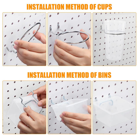 Installing Versatile 95-Piece Pegboard Accessories Kit For Garage And Workshop With Hooks Cups Storage Baskets clear finish