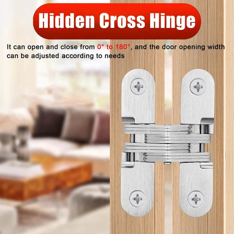 Close-up of hidden cross hinge for bi-folding barn door hardware sliding track kit for double wood doors