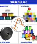No Sweat Portable Wire Spool Rack And Cable Dispenser With Six Adjustable Steel Rods, displaying various wire types and spools.