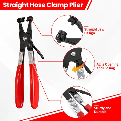 Automotive Electrical Disconnect Pliers Kit With Case For Easy Connector Removal featuring straight jaw design and red handles