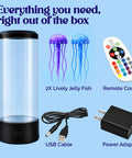 Lifelike Jellyfish Lamp With Sixteen Color Options And Four Modes Auto Shutoff Remote Controlled LED Night Light components
