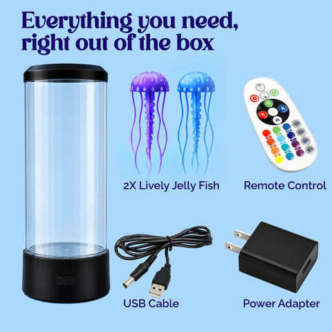 Lifelike Jellyfish Lamp With Sixteen Color Options And Four Modes Auto Shutoff Remote Controlled LED Night Light components