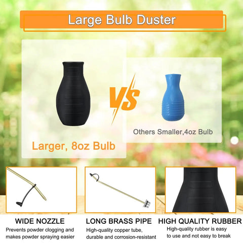 Comparison of Handheld Diatomaceous Earth Duster And Powder Sprayer With Long Copper Tube for Organic Gardening And Home Powder