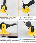 Tile Leveling System Kit With 1/8 Inch Spacers showing installation steps with black and yellow reusable leveler tools.