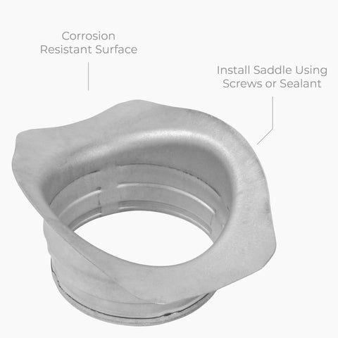 Round 90 Degree Duct Splitter Saddle Takeoff For 8 Inch Duct With 4 Inch Outlet Branch Connector, galvanized steel, side view