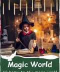 Young witch reading in a magical room with Six Pack Flameless Floating Candles With Magic Wand Remote For Halloween And Christmas Decor.