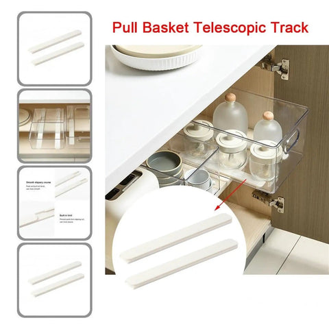 Full Extension Drawer Slides 2 Piece Set With Detachable Quick Release Latches Soft Basket Pull Track Rail in kitchen cabinet