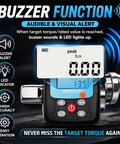 Digital Torque Wrench Adapter Kit With 4-135Nm Range And Electronic Display featuring buzzer and LED alert functions.
