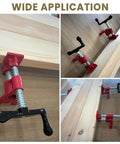 Heavy Duty 4 Pack 3/4 Inch Pipe Clamps With Foot Design For Woodworking, Gluing And Assembly, mounted on wood surface