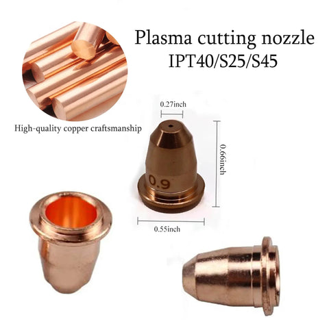 20-Piece Plasma Cutting Torch Tip And Electrode Kit For IPT-60 PT-60 PT40 S25 S45 Includes 0.9mm 0.035 Inch Nozzles And Electrodes