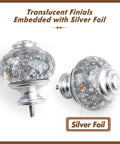 Top Notch Silver Curtain Rod Finials Replacement Ends For Drapery Rods That Fit One And Seven Eighths Inch Durable Metal Construction With A Sleek Translucent Finish To Elevate Your Window Decor And Give Your Space A Modern Casual Vibe. translucent silver foil finials for 1-7/8 inch drapery rods, metal