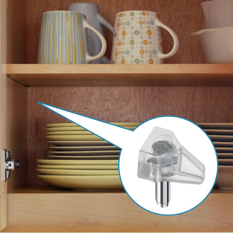 Heavy Duty Clear Shelf Pin Pegs 3mm With Solid Zinc Steel Core 30 Pack Adjustable Cabinet Support Brackets in cabinet