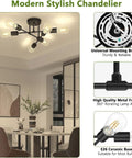 Modern stylish chandelier with high-quality metal frame and E26 ceramic base, showing universal mounting bracket and rotating lamp arm.