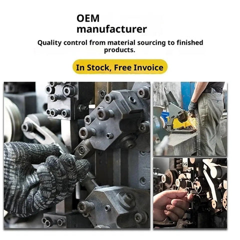 OEM manufacturer process with machinery and worker handling industrial equipment, showcasing quality control procedures.