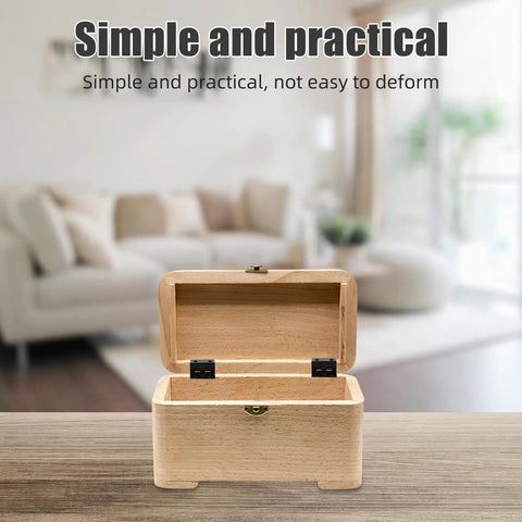 Open wooden box with black iron hinges on the lid, illustrating Vintage Foldable Jewelry Box Hinges 20 Pack, Iron Hardware.