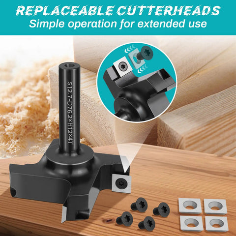 Spoilboard Surfacing Router Bit With Half Inch Shank And Three Inch Cutting Diameter Four Wing Design For Smooth Slab Flattening And Planing In Woodworking Durable Carbide Inserts Included Pro Grade CNC Routing